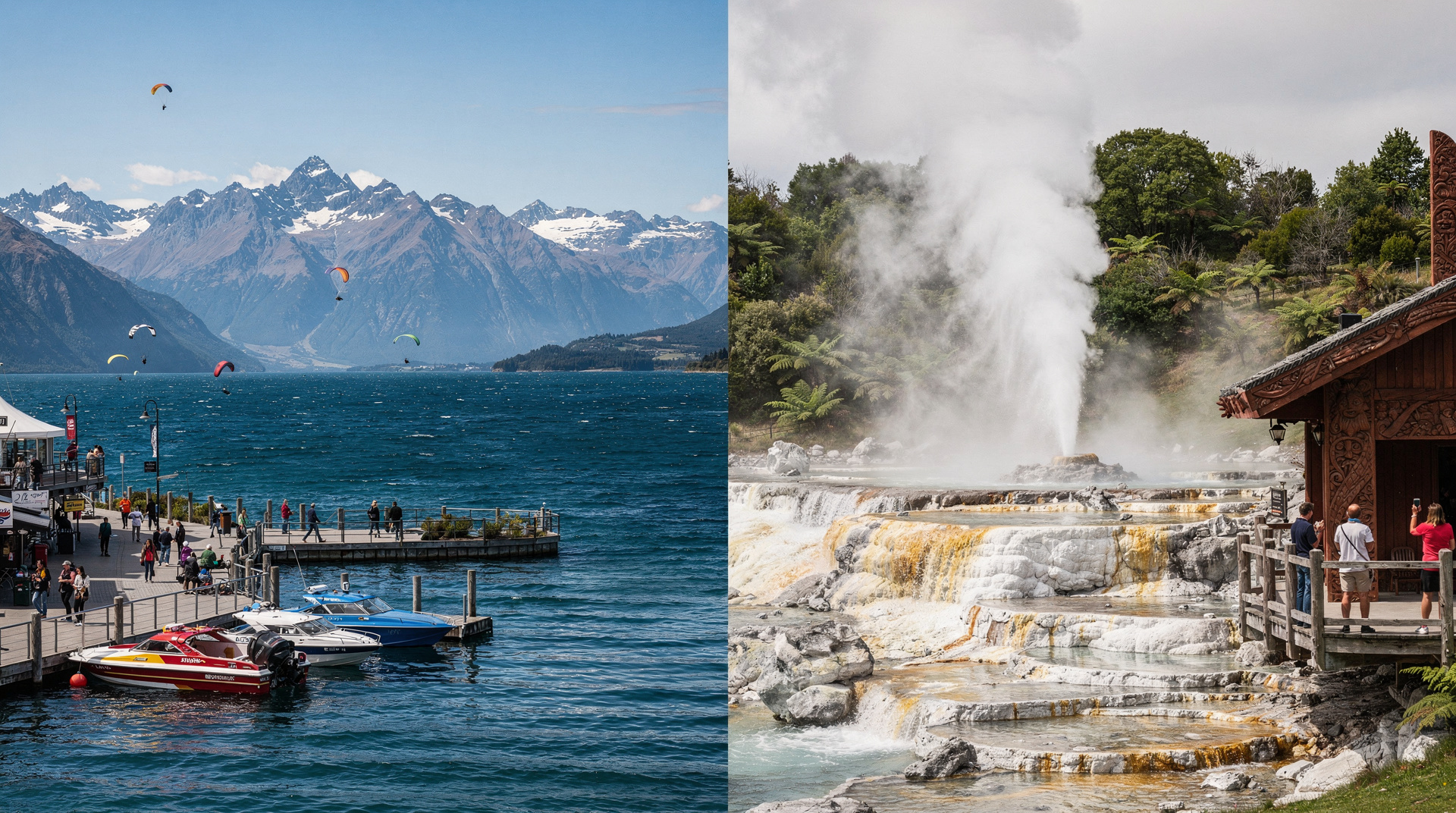 Queenstown vs Rotorua — capitais da aventura comparadas