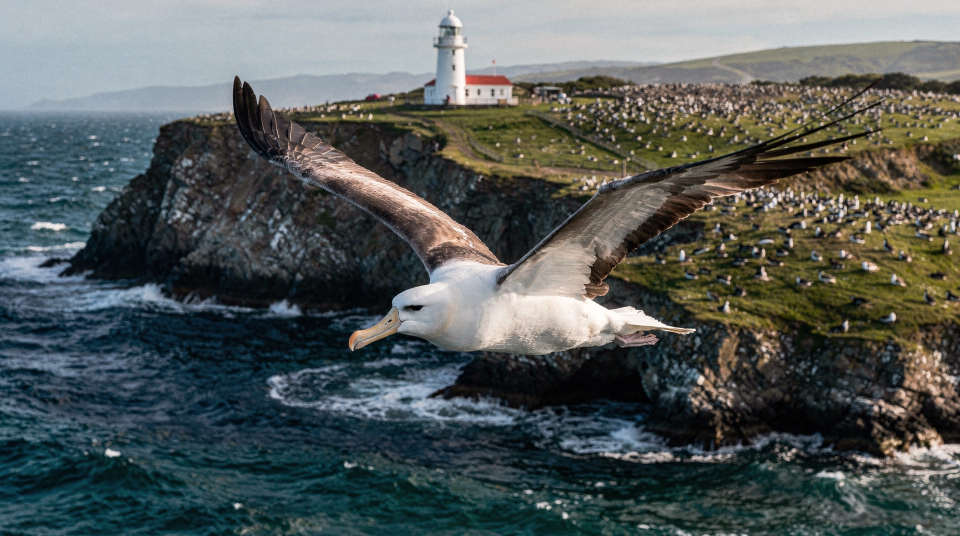 Colónia de albatrozes reais em Taiaroa Head